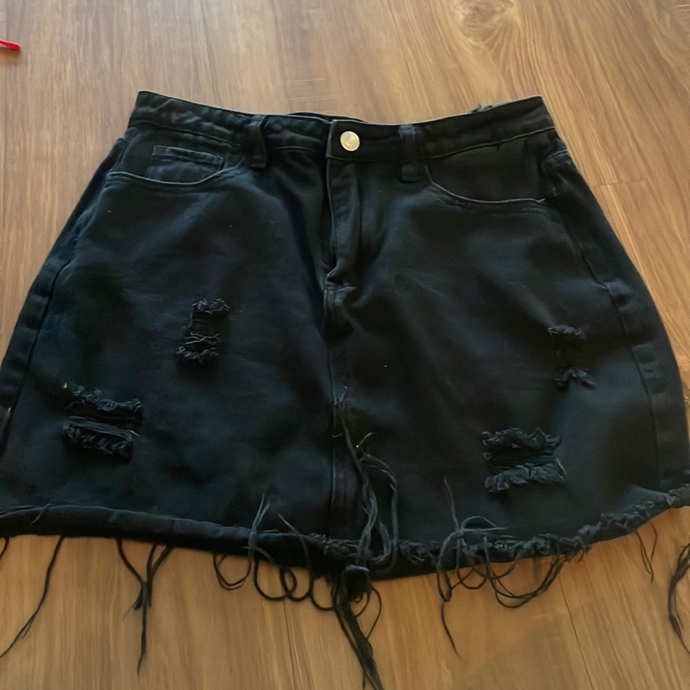 black jean skirt